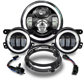 7 inch Motorcycle LED Headlight 4.5" Fog Passing Lights DOT SAE Approved, Compatible with Davidson Fat Boy Street Glide Heritage Softail Road King Switchback Electra Glide Ultra Classic Chrome