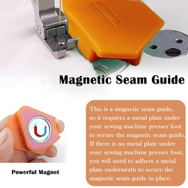 Agamino Magnetic Seam Guide for Sewing Machine, 2Pcs Multifucntional Seam Guide Hemmer Guide with Scale, Universal Polygonal Strong Magnetic Gauge Guide Sewing Accessories and Supplies