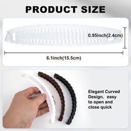 Deozu 3 Pcs Banana Hair Clips, Classic Double Combs Large Banana Clip, Non-Slip Hair Claw Clips, Big Hair Accessories for Women (Black+White+Brown)