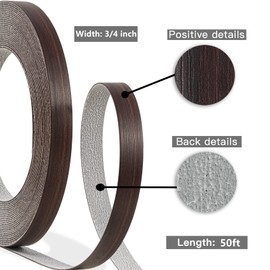 GSCIT Club Walnut Edge Banding, 3/4 inch x 50ft roll of Veneer Edge Banding - Pre-glued Flexible Wood PVC Tape for Cabinet Repair and Furniture Restoration