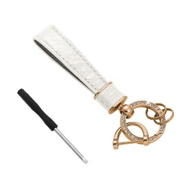 Tonecraft Key Chain, Elegant, Simple, Orthodox, Bag Charm, Popular, Stylish, Cute, Microfiber Leather, Glitter, Gold, white