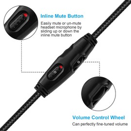 Alitutumao Hyperx Cloud Alpha Cable with Inline Mute & Volume Control, 3.5mm Headphones Audio Cord Compatible with HyperX Cloud Alpha & Cloud Mix Gaming Headset (No Inline Mic, Black)