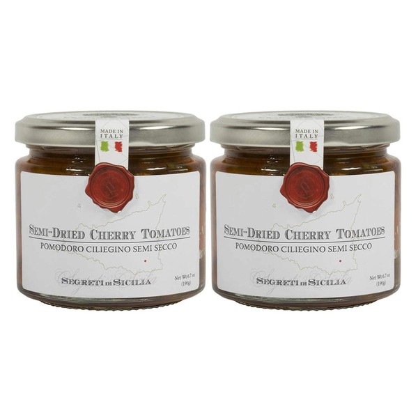 Frantoi Cutrera - Pomodorino Semi Secco - Semi-Dried Cherry Tomatoes in Extra Virgin Olive Oil, Product of Italy, 6.7oz (2 pack)