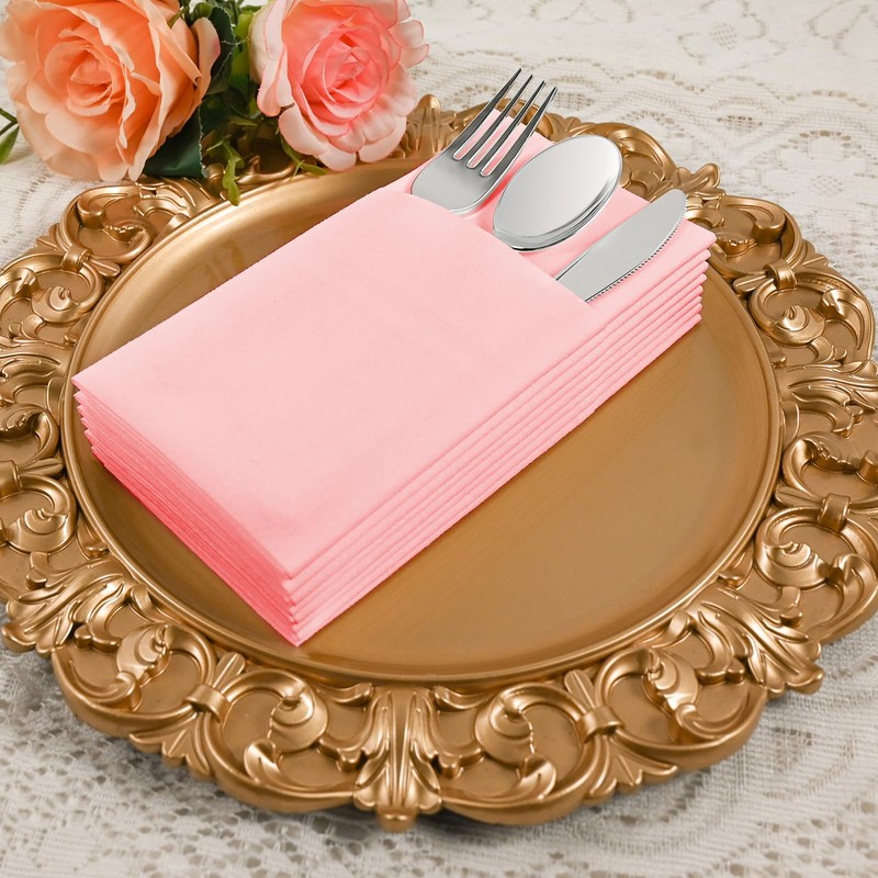Pink Dinner Napkins Disposable - 50Pack Linen-Feel Paper Napkins with