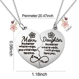 Mom Daughter Necklace Heart Necklaces for Women Birthday Gifts for Mom Mothers Day Gifts from Daughter Mommy Gifts for Women Daughter Gifts from Mom