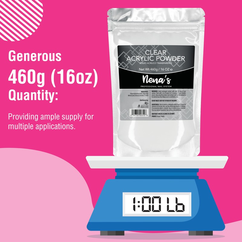 Nena's 16oz Acrylic Liquid Monomer + 16oz Clear Acrylic Powder