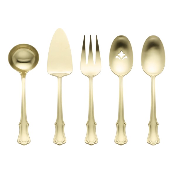 Oneida 897920 James Street Satin Champagne 5 Piece Hostess Set