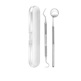 G.CATACC 2 Pcs Dental Tools Set, Stainless Steel Dental Pick, Mouth Mirror with Tooth Scraper Oral Care Hygiene Kit, Teeth Cleaning Tool Plaque Tartar Remover for Home Use - with Storage Case