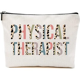HTDesigns Physical Therapist Cosmetics Bag - Leopard Physical Therapist Makeup Bag - Gift For Physical Therapist - PT Birthday Gift - Cosmetic Travel Pouch Bag