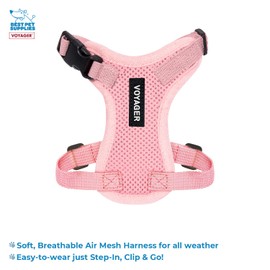 Voyager Step-in Lock Dog Harness w Reflective Dog Leash Combo Set with Neoprene Handle 5ft - Supports Small, Medium and Large Breed Puppies/Cats by Best Pet Supplies - Pink, XXS