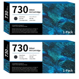 730 Ink Cartridges 2-Pack 300ml Matte Black P2V71A Replacement for HP 730 Ink Cartridge for DesignJet T1600 T1700 T2600 Printer Ink