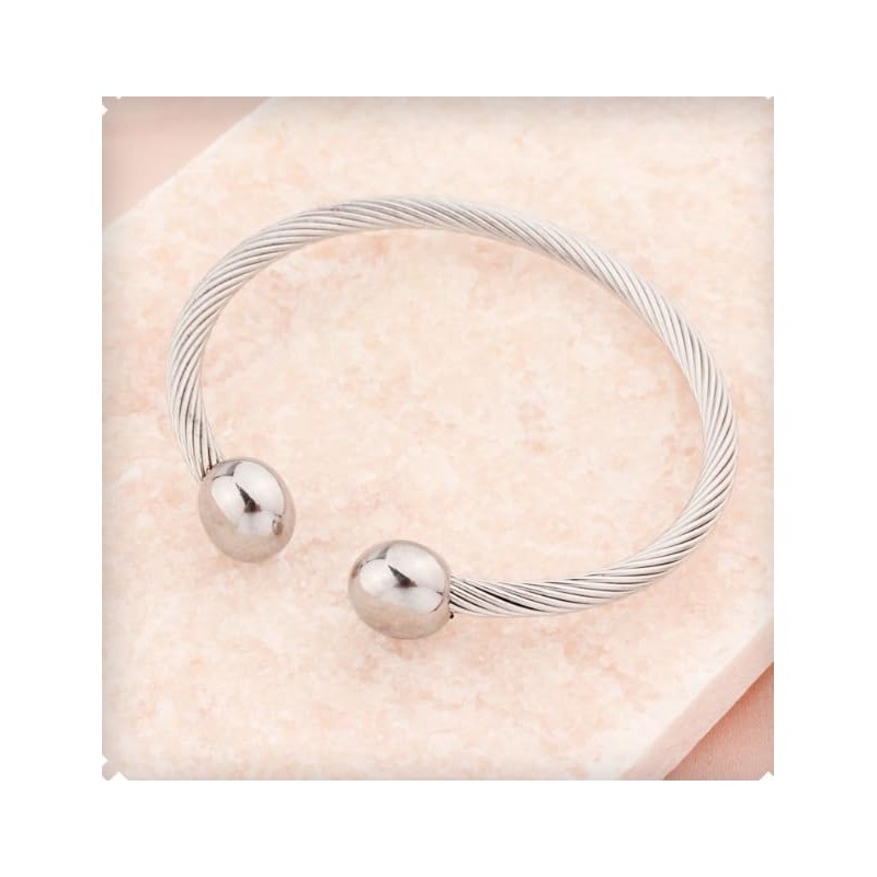 Flexible Twisted Wire Cable Open Cuff Bangle Bracelet for Men