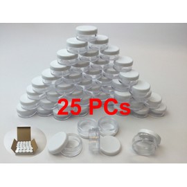 BEAUTICOM 25 PCs 5g White Clear Cosmetic Empty Jar Pot Eyeshadow Makeup Cream Lip Balm 5ml