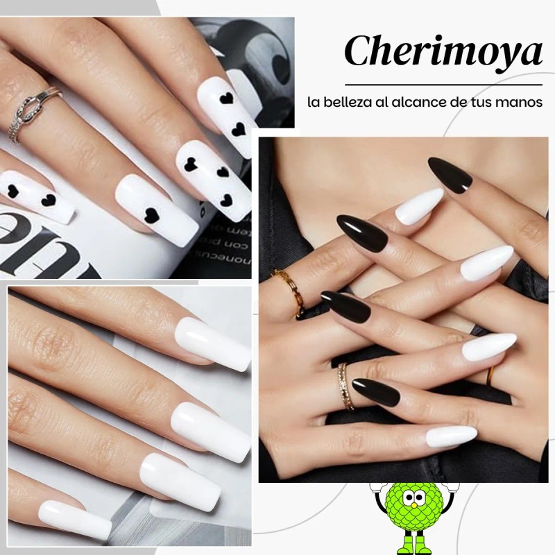 Kit Esmaltes Semipermanentes Blanco Y Negro 15ml Cherimoya