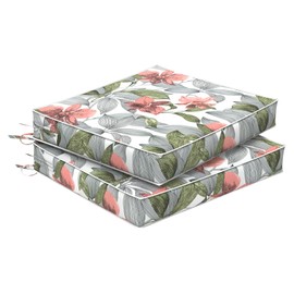 Melody Elephant Set of 2 Outdoor Chair Cushions 22 x 22 x 4, Water Repellent Patio Seat Cushion with Removable Cover, All Weather Thick Chair Cushion for Wicker、Sofa、Outdoor Furniture,Iris Pink