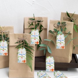 Serencatcher 50pcs Dinosaur Thank You Tags, Dinosaur Baby Shower Decorations, Thank You for Stomping by Gift Name Tags with String for Dino Dinosaur Themed Birthday Gender Reveal Party Favors