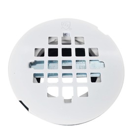 Westbrass D206P-50 2" No-Caulk PVC Compression Shower Drain with 4-1/4" Round Grid Cover, Powder Coat White