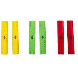 School Smart 1473613 Plastic Ruler, 6", Assorted Colors (Pack of 6)