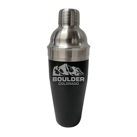 R and R Imports Boulder Colorado Souvenir 24 oz Engraved Stainless Steel Cocktail Shaker Black Single Unit