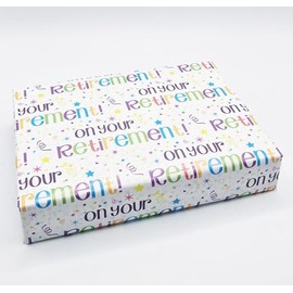 Party Angels 2 Sheets On Your Retirement White Multi Colour Wrapping Paper Leaving Party Gift Wrap Paper Male/Female/Unisex White & Multi Colour (PA)