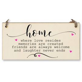 The Plum Penguin Handmade Wooden Hanging Wall Plaque Home Love Resides Memories Friends Laughter Decorative Sentimental Sign Family