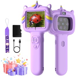 Microscope Camera for Kids Gifts Toys- Handheld Pocket Microscopes with 2.4" Screen and Autofocus - Mini Digital Educational Science Kit for Christmas Birthday for Age 3-5 5-7 8-12 Girls Boys (Purple)