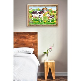 Paint by Numbers for Adults, Cows in the Meadow, 40 x 50 cm, Paint by Numbers without Frame, DIY Oil, Acrylic Canvas Picture Decoration, Calf Willow