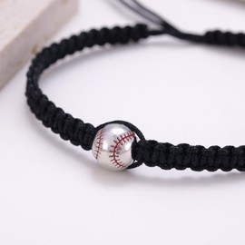 Kvekstio Baseball Gift - Men's Adjustable Braided Baseball Charm Bracelet, Baseballs Player Accessories, Baseballs Team Motivational Gift for Him, Sports Stuff for Base-ball Lover