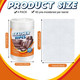 Swiffen 4 Pack Leather Cleaner Wipes 240 Count Bulk Large 8" x 5.5" Size Leather Clean Condition Protect Wipes for Vinyl, Apparel Furniture Couch Car Seats Shoes Boots Bags Purses