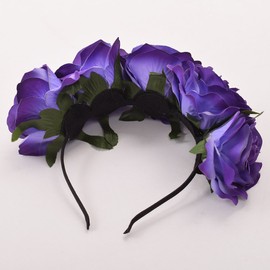 Gothic Lolita Rose Flower Headband Punk Crown HairBands (purple)