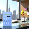 Blue Basic Standard Calculators Mini Digital Desktop Calculator, Solar Power