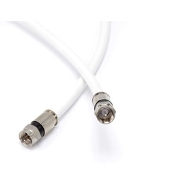 NETCEED-Coaxial Cable-RG6 6ft -trishild 77%-PVC 820 with F-Type Connector Indoor/Outdoor Universal Wire White Cord