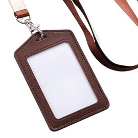 NASSIA Pass Case, Vertical, Double-Sided ID/IC Card Case, Commuter Holder, Student ID Card, Employee ID (Brown)