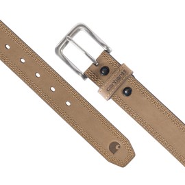 Carhartt Men's 34 Casual Leather Triple Stitch Belts, Brown w/Brushed Nickel Finish