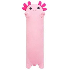 SNOWOLF Stuffed Axolotl Long Cushion Plush Animal Toy Soft Kawaii Stuff Cuddly Toy Adorable Hug Pillow for Children (90 cm, Pink)