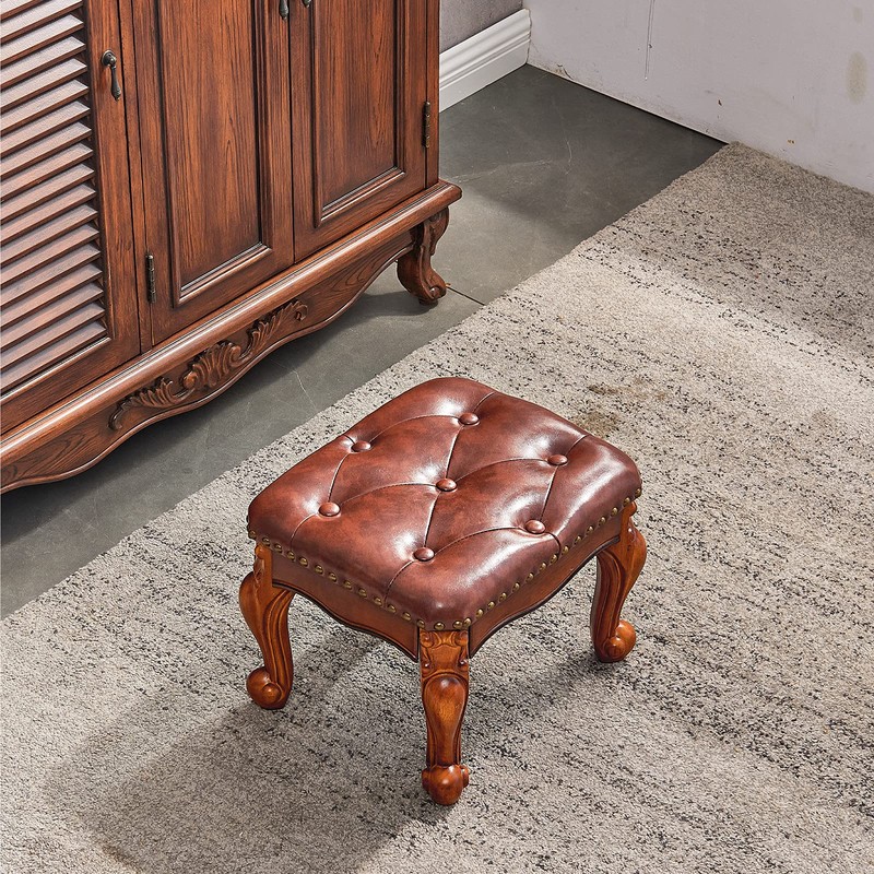KIVSON Foot Stool Ottoman Foot Rest Microfiber Leather Upholstered Footstool