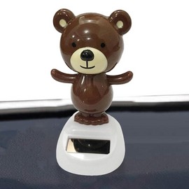1Pc Brown Solar Dancing Bear Toy Solar Powered Dancing Figurine Car Dashboard Decor, Bobbling Head Bear Toys Shaking Head Dolls Solar Power Kits, Learning and Education