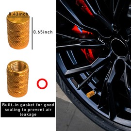 Ziciner 5 PCS Car Tire Valve Stem Caps, Aluminum Tire Air Cap Set, Dust Proof & Corrosion Resistant Stem Covers, Universal for Cars, SUVs, Bikes Bicycles, Trucks, Motorcycles (Golden Yellow)
