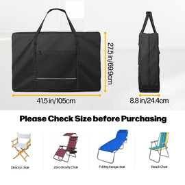 GRAOSO Carrying Bag for Folding Chair, Storage Case Fits for Beach Chair, Zero Gravity Lounge Chair, Director Chair, Folding Walker/Wheelchair, Great for Camping, Travel, Outdoors, Black