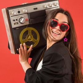 3 Pairs Neon Earrings for Women Acrylic Lightning Star Rectangle Cassette Earrings Retro Punk Music Earrings Vintage 80s 90s Party Accessories Outfit for Women Dress