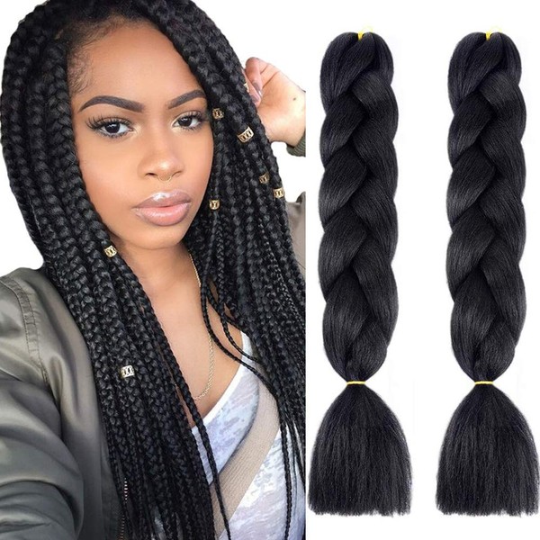 MSCHARM 5 Packs 100g/Pack Synthetic Braiding Hair Extensions 24 Inch