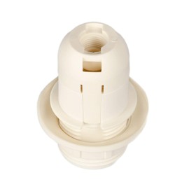 E14 lamp holder (PBT), threaded socket (short version) with mounting ring, white (RAL 9003)