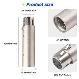 Xiatiaosann XLR to 5Pin Din MIDI Adapter, MIDI 5 Pins DIN Male to XLR 3 Pins Male Convertor Adapter for Match Music Instruments (2 Pack)