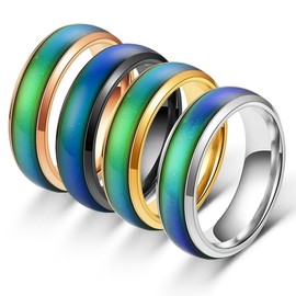 4mm Stainless Steel Temperature Sensative Color Changing Wedding Band Mood Ring (Steel color, 7)