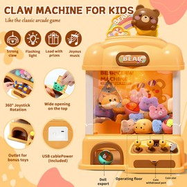 ROHSCE Mini Claw Machine for Kids, Arcade Game Toy for Ages 8-13, Candy Vending Toys for Girls and Boys, Electronic Claw Game Machine for Party with Lights Sound, Christmas Birthday Gifts for Ages 4+