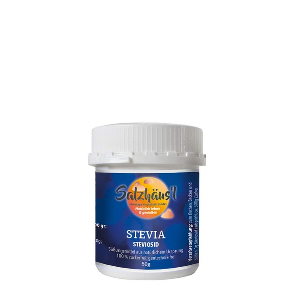 Stevia Stevioside Powder Salt House, L, 50 g, Sweetener, 100% Pure and Natural, Pharmacist Quality