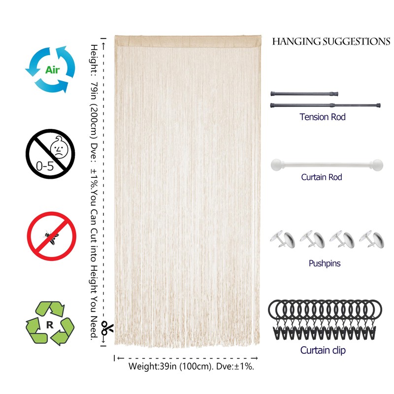 Ateasierlife Door Curtain Fly Screen String Curtains Window Doors Beads