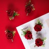 Gvhntk Red Rose Boutonniere for Men Wedding Set of 6