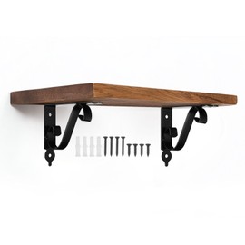 sourcing map 2 Pcs Decorative Shelf Brackets, 150mm/6 Inch Heavy Duty Floating Shelf Brackets Wall Mounted Metal l Shelf Brackets for Wall Bookshelves Shelves Support, Black