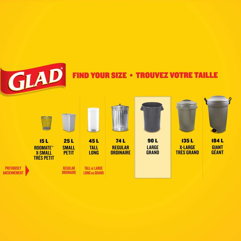 Glad Clear Garbage Bags - Large 90 Litres - 30